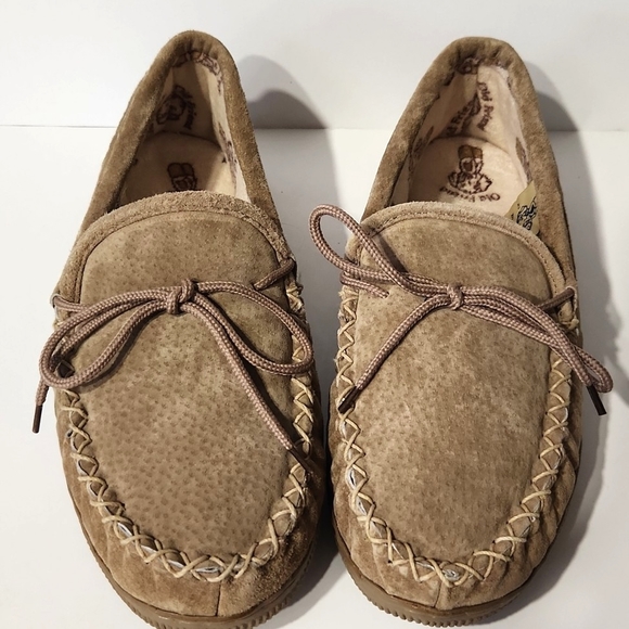 Old Friend Gemuine Suede & Sheepskin Chestnut Moccasin Slipper Size 10 LIKE NEW! - Picture 13 of 13
